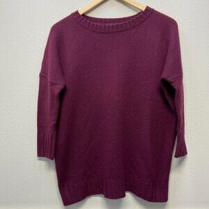 J Crew Collection Italian Cashmere Maroon 3/4 Sleeve Women's Pullover Sweater XS